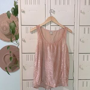 Lucky Brand velvet burnout, dusty rose loose fit tank